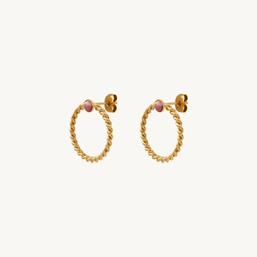 Boucles d'oreilles Camille pierres fines Rose Rhodonite Kariboobijoux