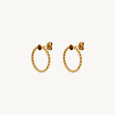 Boucles d'oreilles Camille pierres fines marron oeil de tigre 2 Kariboobijoux