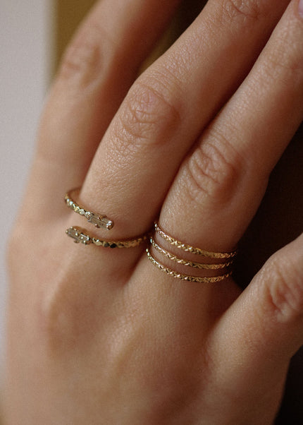 Bague duo Théa cristal – dorée or 24k recyclé, faite main en Provence | KariBoo Bijoux