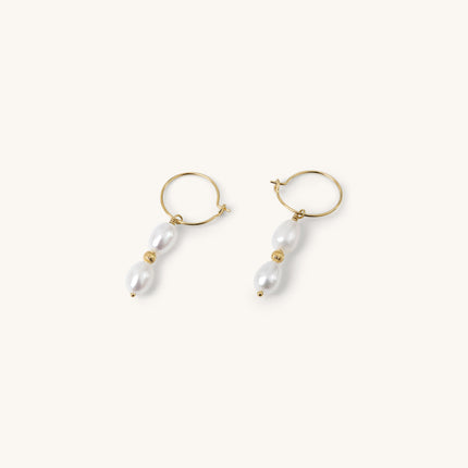 Créoles Anna perles d'or – dorées or 24k recyclé, faites main en Provence | KariBoo Bijoux