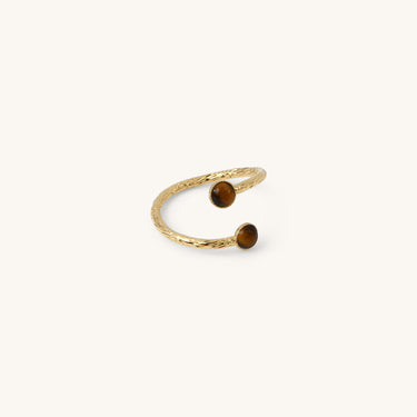 Bague Laura pierres fines marron oeil de tigre Kariboobijoux