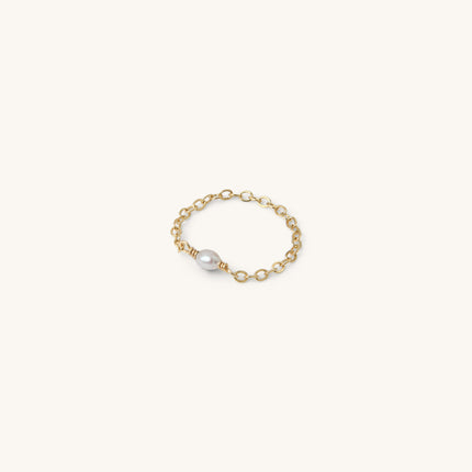 Bague chaîne Lola pierre fine blanc perle d eau douce Kariboobijoux