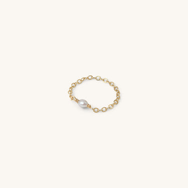Bague chaîne Lola pierre fine blanc perle d eau douce Kariboobijoux