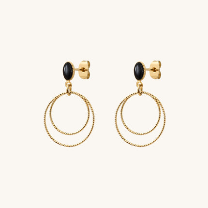 Boucles d'oreilles Éléna pierres fines Noir Onyx Kariboobijoux