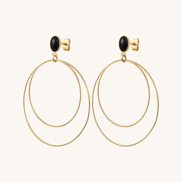Boucles d'oreilles Maxi Éléna pierres fines noir onyx Kariboobijoux