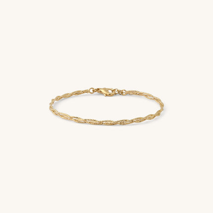 Jonc bracelet Eléna tressé – doré or 24k recyclé, fait main en Provence | KariBoo Bijoux