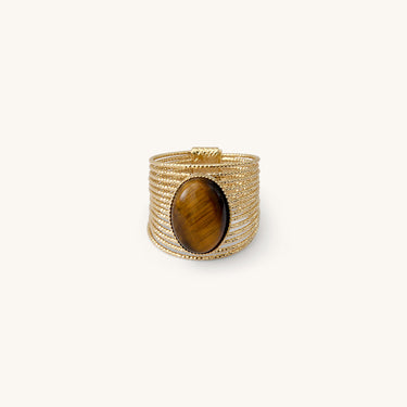Bague grande Éléna pierre fine Marron œil de tigre Kariboobijoux