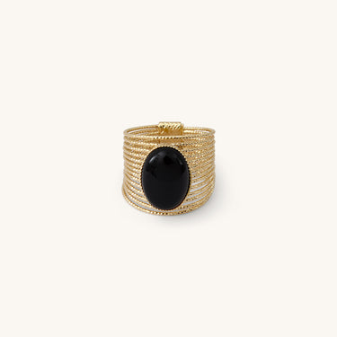 Bague grande Éléna pierre fine noir onyx Kariboobijoux