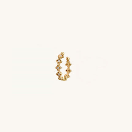 Earcuff Safia cristal – doré or 24k recyclé, fait main en Provence | KariBoo Bijoux