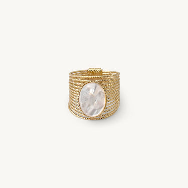 Bague grande Éléna pierre fine blanc nacre Kariboobijoux
