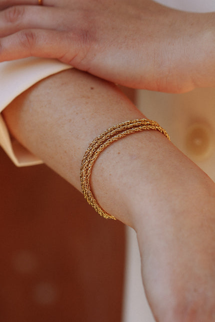 Bracelet 3 rangs Inès vintage – doré or 24k recyclé, fait main en Provence | KariBoo Bijoux
