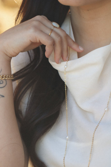 Sautoir Marie perles d'eau douce – doré or 24k recyclé, fait main en Provence | KariBoo Bijoux