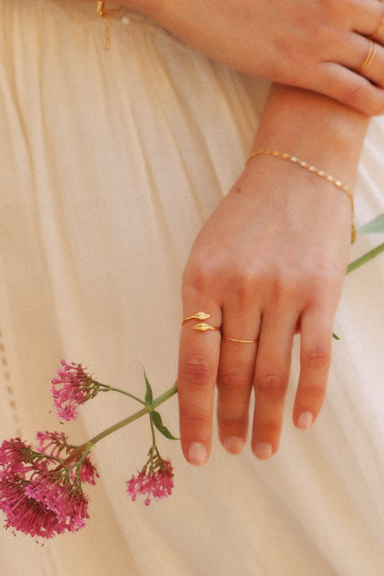 Bague Chloé feuilles – dorée or 24k recyclé, faite main en Provence | KariBoo Bijoux