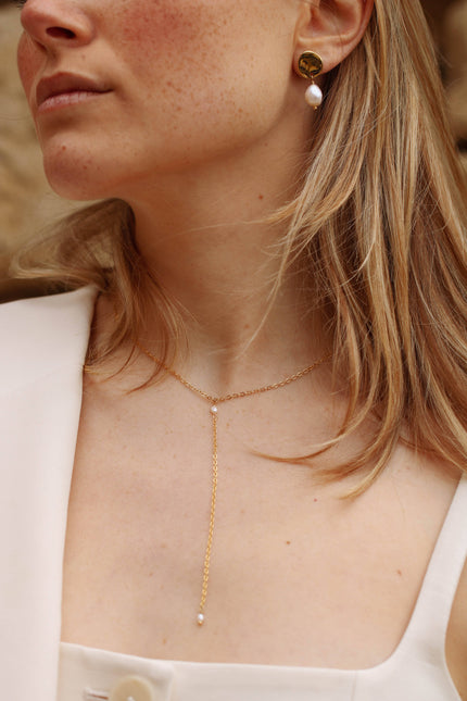 Collier Miléna perles d'eau douce – doré or 24k recyclé, fait main en Provence | KariBoo Bijoux