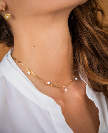 Collier Iris blanc perle d'eau douce Kariboobijoux
