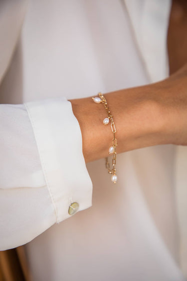 Bracelet Iris blanc perle d'eau douce 2 Kariboobijoux