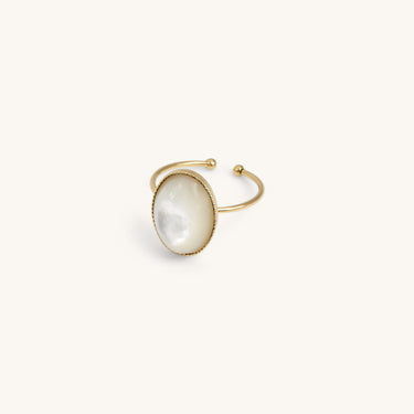 Bague Louise grand modèle blanc nacre Kariboobijoux