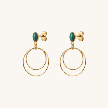 Boucles d'oreilles Éléna pierres fines Vert Foncé Malachite Kariboobijoux