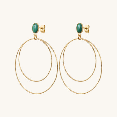 Boucles d'oreilles Maxi Éléna pierres fines Vert Foncé Malachite 3 Kariboobijoux