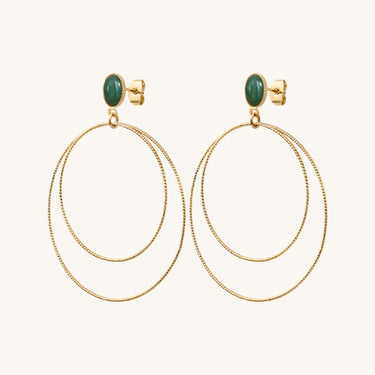 Boucles d'oreilles Maxi Éléna pierres fines 4 Vert Foncé Malachite Kariboobijoux