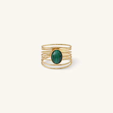 Bague Eléna pierre fine Vert Foncé Malachite Kariboobijoux