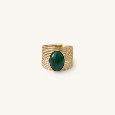 Bague grande Éléna pierre fine Vert foncé malachite Kariboobijoux