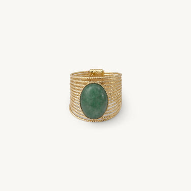 Bague grande Éléna pierre fine Vert clair aventurine Kariboobijoux