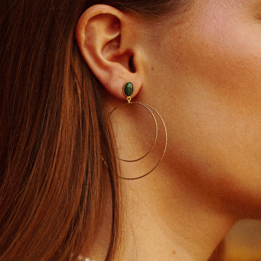 Boucles d'oreilles Maxi Éléna pierres fines Vert Foncé Malachite Kariboobijoux