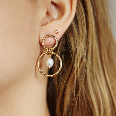 Boucles d'oreilles Laura anneau perles d'eau douce 2 Kariboobijoux