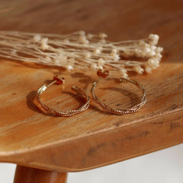 Boucles d'Oreilles Eléna Nude tressées 3 Kariboobijoux